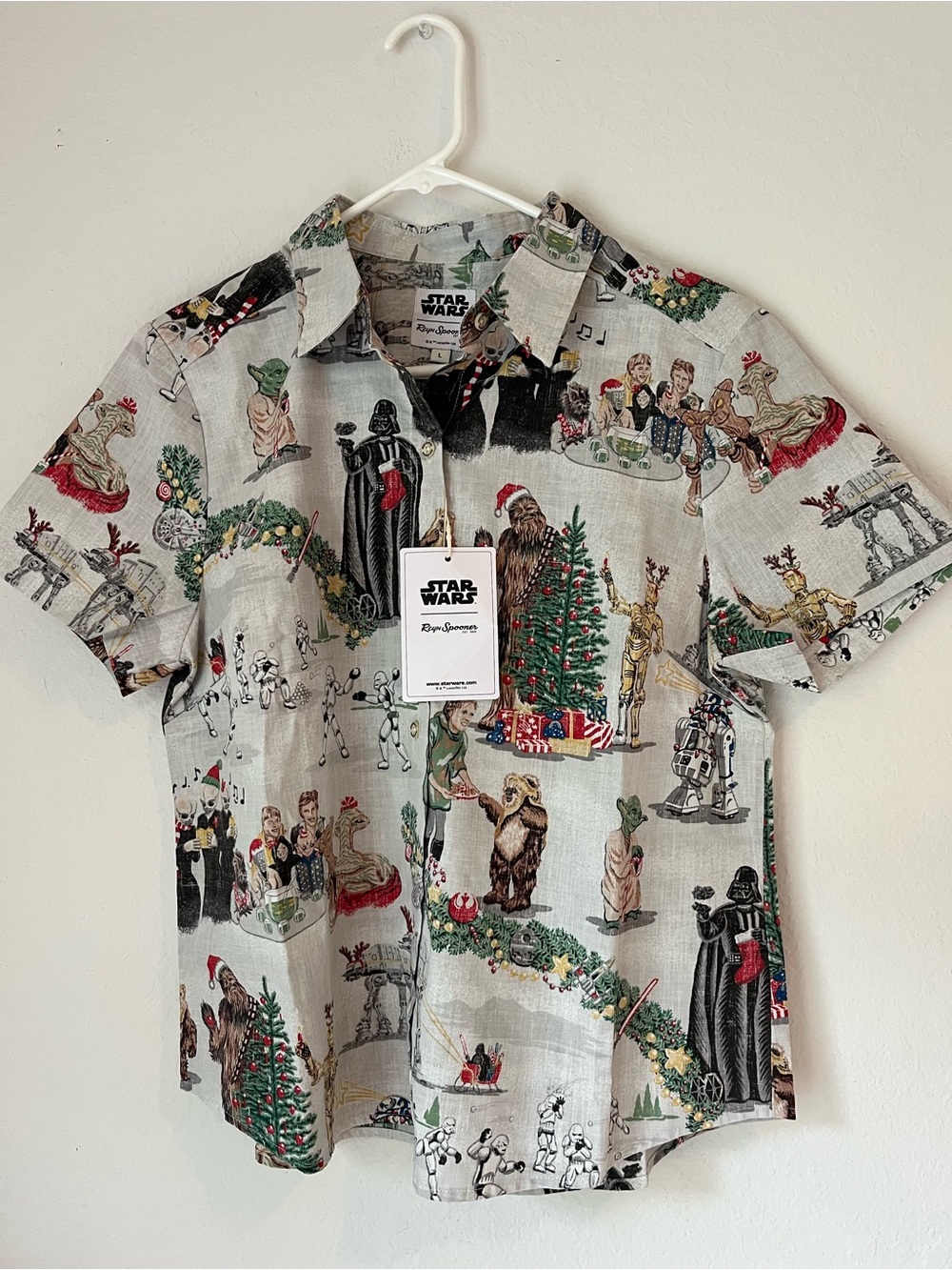 Reyn Spooner Shirt Womens Large Star Wars Sithmas Button Down Christmas NWT